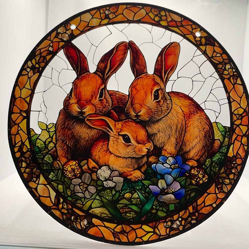 Suncatcher Acrylic Bunny Rabbit Floral Home Cabin Decor Easter New